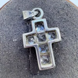 Jewelry | Vtg Solid Sterling Silver 925 Cubic Zirconia Cross Pendant ...